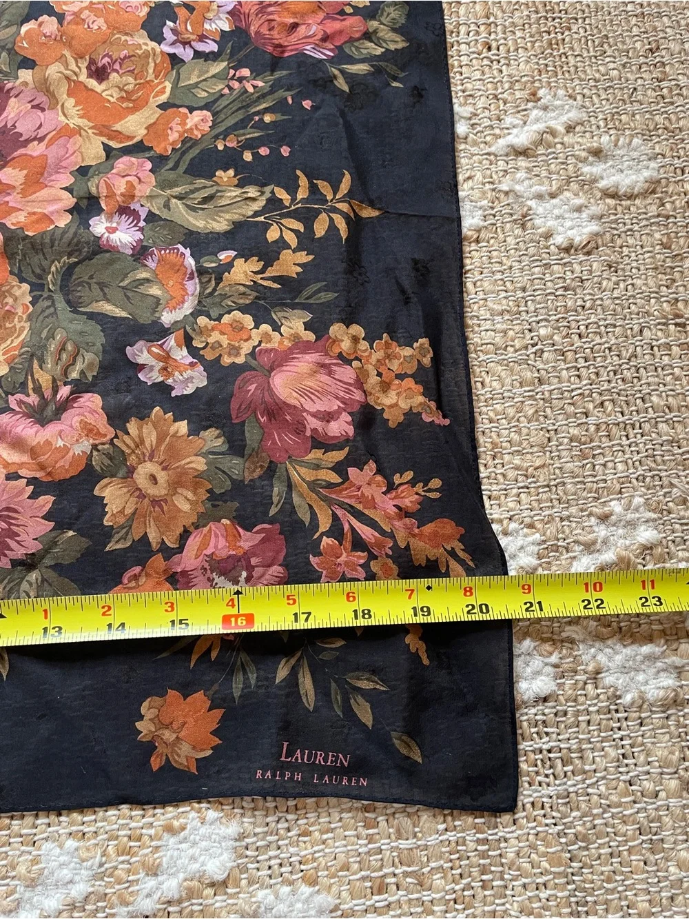 Ralph Lauren floral Black Vibrant scarf 20x20 Inches